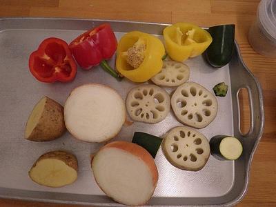 野菜スタンプで遊んだよ