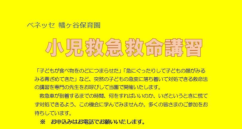 🌱　ベネッセ 幡ヶ谷保育園　小児救急救命講習のご案内　🌱