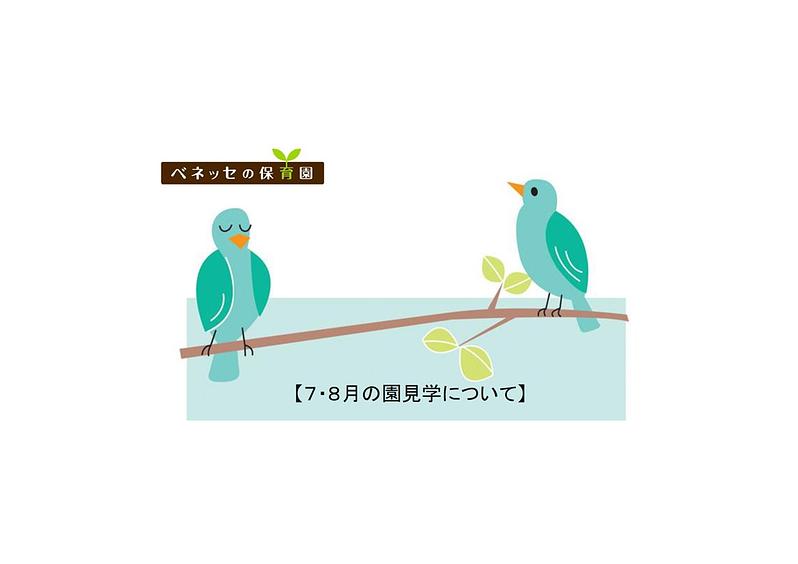 👒７ ・８ 月の園見学について 👒