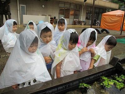 “雨の日の園庭あそび”(うさぎクラス)