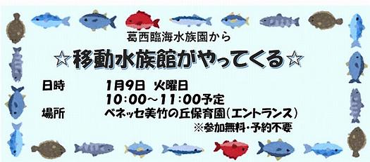 🐟【予約不要・参加無料】🐟1/9(火)☆移動水族館がやってくる☆保育園に遊びに来ませんか？