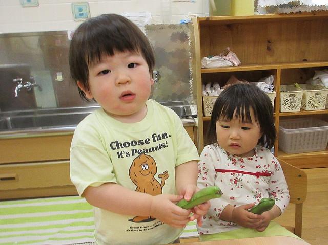 食育「そらまめのさやむき」