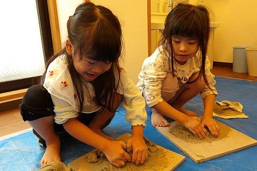 土粘土で遊んだよ！							
